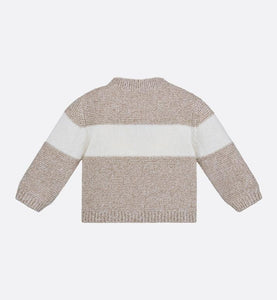 Cardigan • Heathered Beige and Ivory Wool and Cashmere Tricot Knit