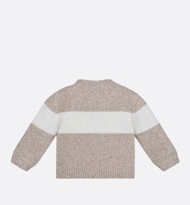 Cardigan • Heathered Beige and Ivory Wool and Cashmere Tricot Knit