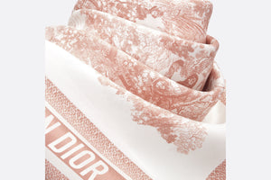 Toile de Jouy Sauvage 90 Square Scarf • Ivory and Pink Silk Twill