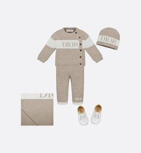 Beanie • Heathered Beige and Ivory Wool Tricot Knit and Cashmere