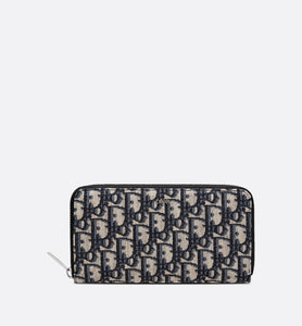 Zipped Long Wallet • Beige and Black Dior Oblique Jacquard
