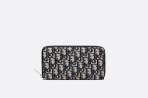 Zipped Long Wallet • Beige and Black Dior Oblique Jacquard