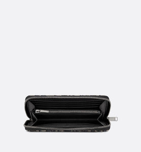 Zipped Long Wallet • Beige and Black Dior Oblique Jacquard