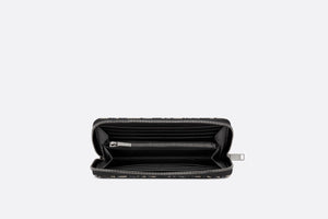 Zipped Long Wallet • Beige and Black Dior Oblique Jacquard