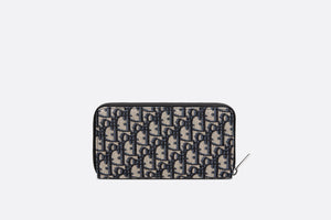 Zipped Long Wallet • Beige and Black Dior Oblique Jacquard