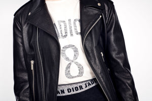 'J'ADIOR 8' T-Shirt • White Cotton Jersey and Linen