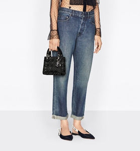 Mini Lady Dior Bag • Black Strass Cannage Satin