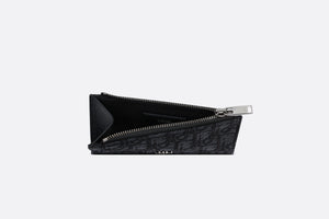 Zipped Card Holder • Black Dior Oblique Jacquard and Grained Calfskin