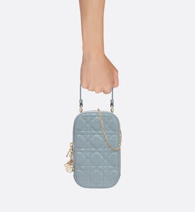 Lady Dior Phone Holder • Cloud Blue Cannage Lambskin