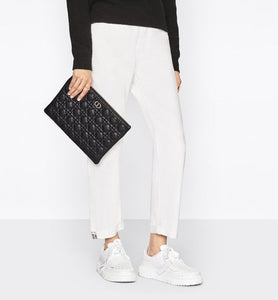 Large Dior Caro Daily Pouch • Black Supple Cannage Calfskin