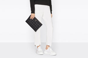 Large Dior Caro Daily Pouch • Black Supple Cannage Calfskin