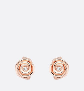 Large Rose Dior Couture Earrings • Pink Gold and Diamonds