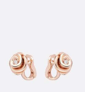 Large Rose Dior Couture Earrings • Pink Gold and Diamonds