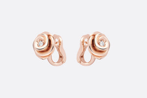 Large Rose Dior Couture Earrings • Pink Gold and Diamonds