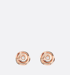 Small Rose Dior Couture Earrings • Pink Gold and Diamonds