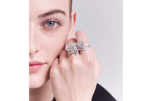 Large Rose Dior Bagatelle Ring • 18K White Gold and Diamonds