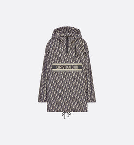 Hooded Anorak Blue and Ecru Technical Taffeta Jacquard with Dior Obl Curated Sense