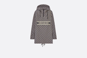 Hooded Anorak • Blue and Ecru Technical Taffeta Jacquard with Dior Oblique Motif