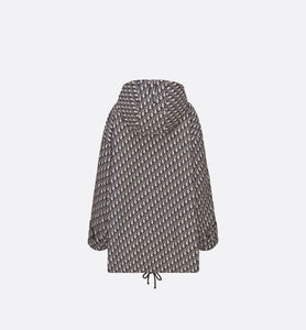Hooded Anorak • Blue and Ecru Technical Taffeta Jacquard with Dior Oblique Motif