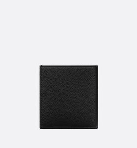 Vertical Wallet • Black Grained Calfskin with 'CD Icon' Signature