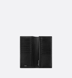 Vertical Long Wallet • Black Grained Calfskin with 'CD Icon' Signature
