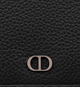Vertical Long Wallet • Black Grained Calfskin with 'CD Icon' Signature