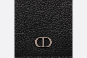 Vertical Long Wallet • Black Grained Calfskin with 'CD Icon' Signature
