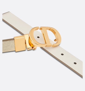30 Montaigne Reversible Belt • Gold-Tone and Latte Smooth Calfskin, 20 MM
