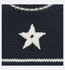 'CHRISTIAN DIOR' Short-Sleeved Sweater • Navy Blue Cashmere and Wool Knit