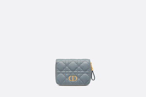 Dior Caro Compact Zipped Wallet • Cloud Blue Supple Cannage Calfskin