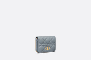 Dior Caro Compact Zipped Wallet • Cloud Blue Supple Cannage Calfskin