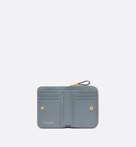 Dior Caro Compact Zipped Wallet • Cloud Blue Supple Cannage Calfskin