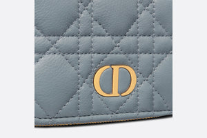 Dior Caro Compact Zipped Wallet • Cloud Blue Supple Cannage Calfskin