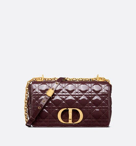 Medium Dior Caro Bag • Amaranth Patent Cannage Calfskin