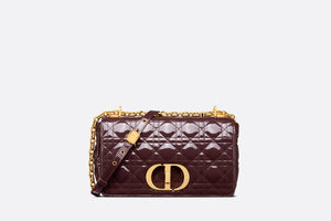 Medium Dior Caro Bag • Amaranth Patent Cannage Calfskin