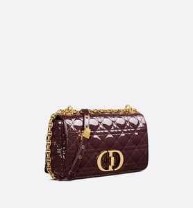 Medium Dior Caro Bag • Amaranth Patent Cannage Calfskin