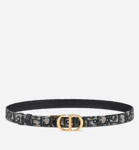 30 Montaigne Reversible Belt • Blue Smooth Calfskin and Dior Oblique Jacquard, 20 MM