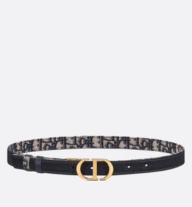 30 Montaigne Reversible Belt • Blue Smooth Calfskin and Dior Oblique Jacquard, 20 MM