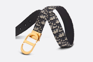 30 Montaigne Reversible Belt • Blue Smooth Calfskin and Dior Oblique Jacquard, 20 MM