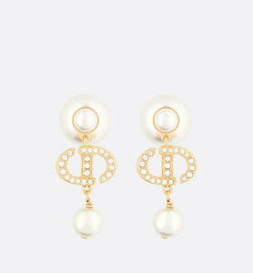 Dior Tribales Earrings • Gold-Finish Metal with White Resin Pearls and White Crystals