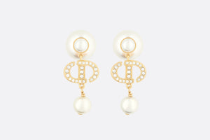 Dior Tribales Earrings • Gold-Finish Metal with White Resin Pearls and White Crystals