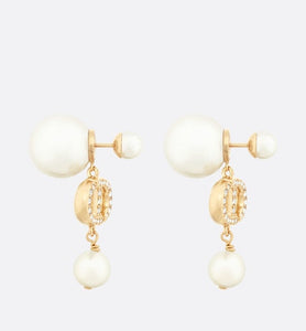 Dior Tribales Earrings • Gold-Finish Metal with White Resin Pearls and White Crystals