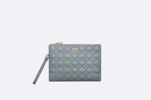Large Dior Caro Daily Pouch • Cloud Blue Supple Cannage Calfskin