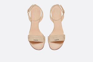 Dway Heeled Sandal • Gold-Tone Cotton Embroidered with Metallic Thread and Strass