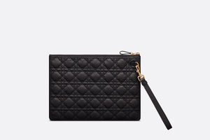 Large Dior Caro Daily Pouch • Black Supple Cannage Calfskin