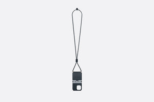 Dior Vibe Cover for iPhone 13 Pro with Cord • Blue Calfskin