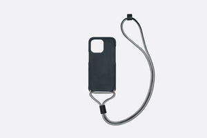 Dior Vibe Cover for iPhone 13 Pro with Cord • Blue Calfskin