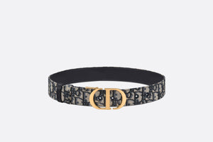 30 Montaigne Reversible Belt • Blue Smooth Calfskin and Dior Oblique Jacquard, 35 MM