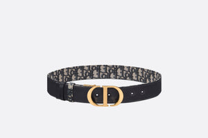 30 Montaigne Reversible Belt • Blue Smooth Calfskin and Dior Oblique Jacquard, 35 MM