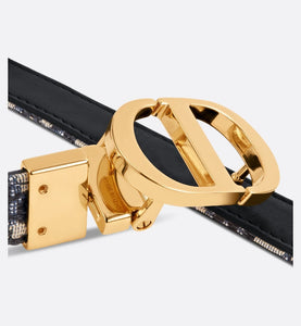 30 Montaigne Reversible Belt • Blue Smooth Calfskin and Dior Oblique Jacquard, 35 MM
